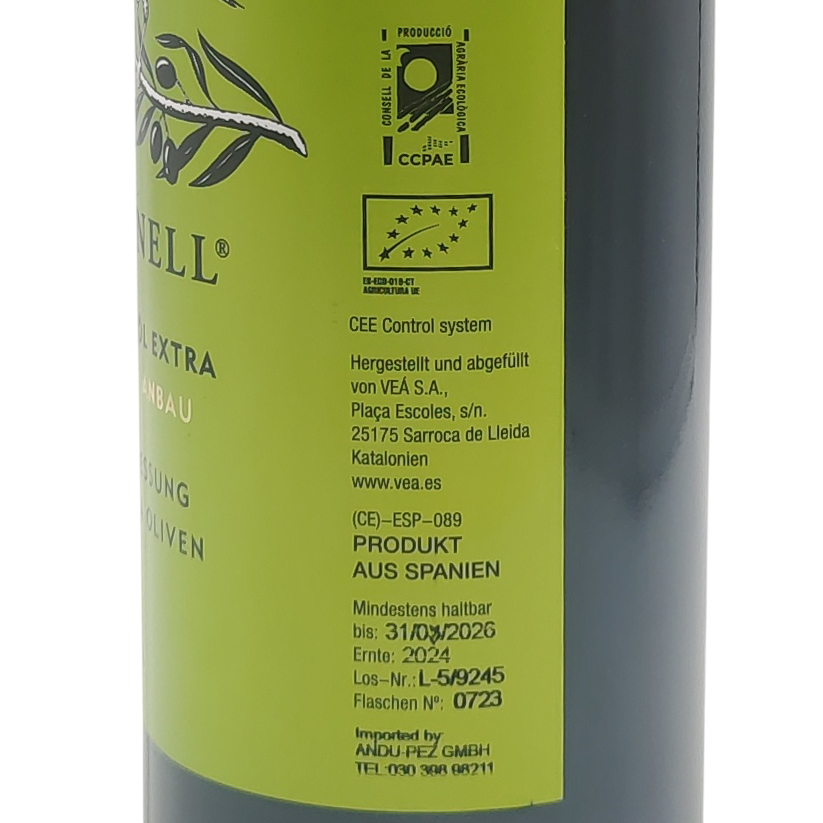 Оливкова олія L'Estornell Organic Extra Virgin з оливок Arbequina 750 мл