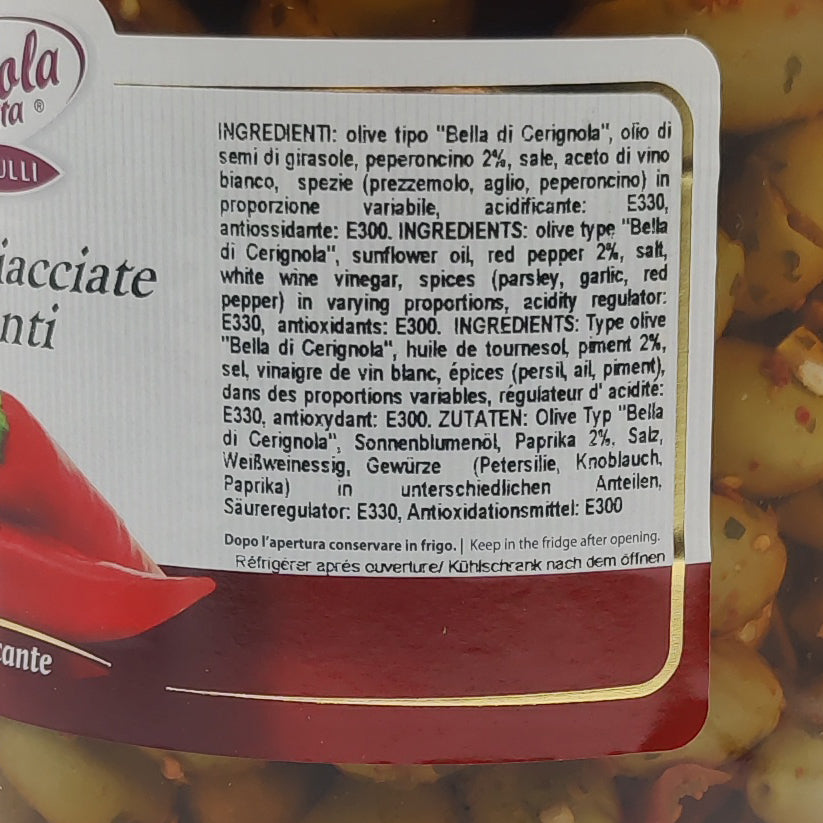 Мариновані оливки з додаванням гострого перцю Olive Piccante La Cerignola 2.9 kg