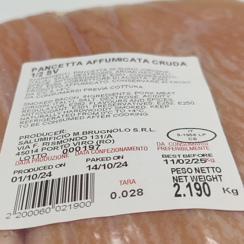 Копчена панчетта Pancetta Affumicata Cruda Brugnolo 2190 gr.