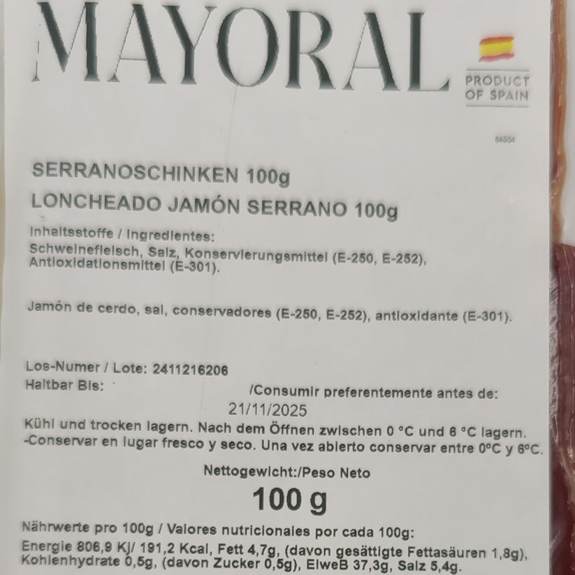 Хамон Серрано (нарезанный) Loncheado Jamon Serrano